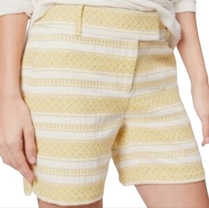 Loft | Women's Yellow Gold and White Riviera Short Shorts (Size 14)